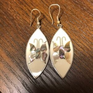 Enamel & Abalone butterfly drop earrings